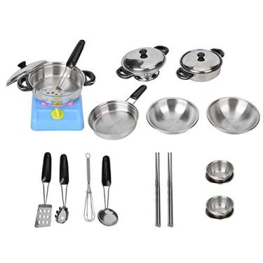 Imagem de aqxreight Utensílios de Cozinha Brinquedo Mini Simulação Crianças Cozinha de Aço Inoxidável Cozinhar Fingir Jogar Brinquedos Brinquedo Pode Melhorar a Capacidade de Treinamento de Autocuidado