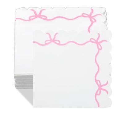 Imagem de DOPENSPI 40 peças de guardanapos de laço rosa, guardanapos descartáveis de papel com laço coquete, coquetel, borda de guardanapo, decorações de aniversário para aniversário, chá de panela, casamento