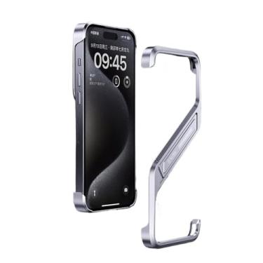 Imagem de Capa de telefone sem aro de liga de alumínio de luxo SNIDII para 16 Pro Max suporte de metal dissipação térmica tampa à prova de choque (Silver)