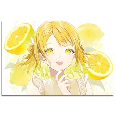 Imagem de Anime Girls Wall Art Smiling Canvas Prints Yellow Eyes Poster For Home Conjunto de 1 Decorações Noframed 30.5 cm x 20.3 cm