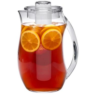 Imagem de Amazing Abby - Icely - Jarra de plástico com tubo de gelo (2,721 g, 3 litros), jarra de água transparente com tampa, jarro de geladeira, livre de BPA, à prova de estilhaçamento, preparando bebidas