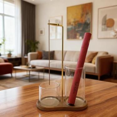 Imagem de Suporte de incenso 2 em 1 para palitos com apanhador de cinzas de vidro – Queimador de incenso voador e organizador de armazenamento de palitos de cabeça para baixo, ideal para meditação, ioga