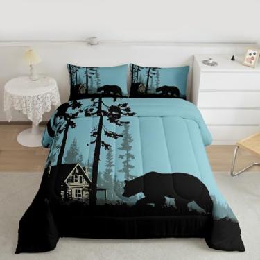 Imagem de Erosebridal Conjunto de edredom rústico para crianças, meninos, meninas, floresta, oeste, fazenda, vida selvagem, chalé, edredom