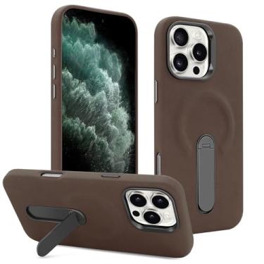 Imagem de Capa com suporte para iPhone 16/16 plus/16 pro/16 pro max, capa de carregamento sem fio de couro de pele caída, capa magnética antiarranhões
