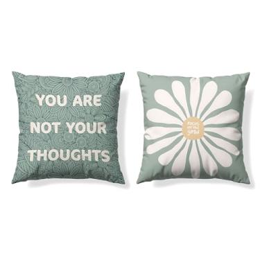 Imagem de GTYNU Conjunto de 2 capas de almofada de saúde mental 45 x 45 cm, presentes de saúde mental, You are not Your Inspirational Mindfulness Self Care Fronha para terapia aconselhamento escritório, ioga