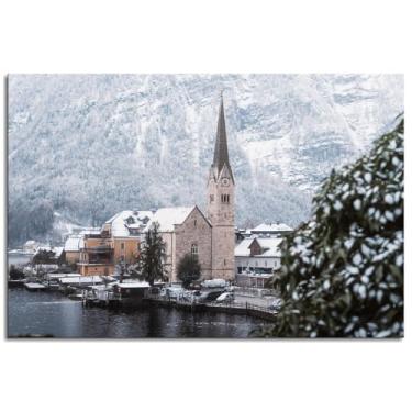 Imagem de Pôster Snowy Mountain Impressão em tela tranquila arte de parede de aventura para casa 1 painéis decorações não ramificadas 30,5 x 20,3 cm