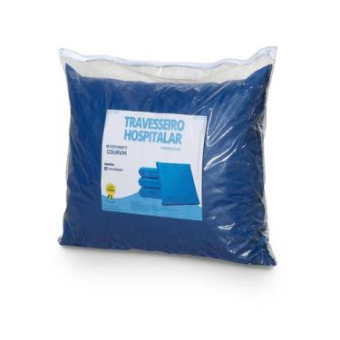 Imagem de Travesseiro Hospitalar em material sintético Impermeável 50x70cm Azul 