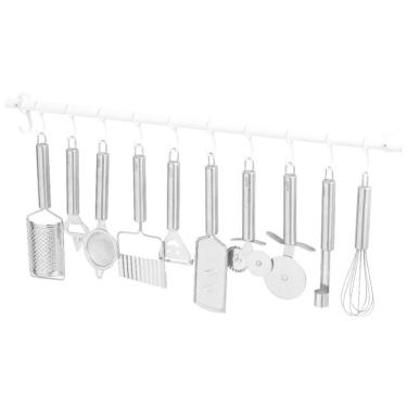 Imagem de Suporte De Cozinha Porta Talheres 100Cm - 18 Ganchos Branco