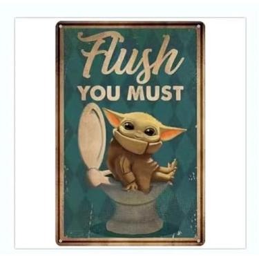 Imagem de Sinais de banheiro engraçados de gato, decoração vintage de metal para casa placas de lata para decoração de parede de casa pôster retrô 8x12 polegadas (amarelo)