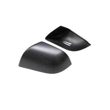 Imagem de Fibra de carbono lateral retrovisor fosco espelho adesivo capa protetora adicionar estilo acessórios do carro Compatível com tesla modelo 3 2019-25(Matt Carbon)