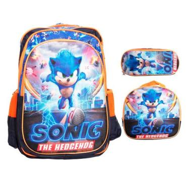 Imagem de Kit Mochila Infantil Bolsa Escolar Menino Lancheira Estojo - Plike