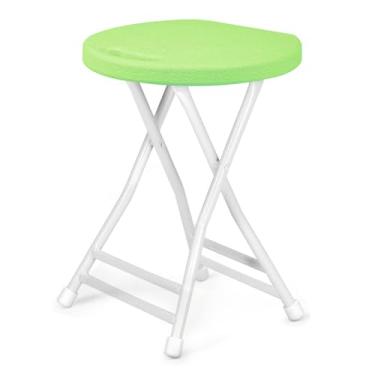 Imagem de ICSPOID Banqueta dobrável de 45,7 cm com alça, cadeira dobrável, portátil, capacidade de 272 kg, banco de bar dobrável com pés antiderrapantes, banco dobrável para uso interno e externo