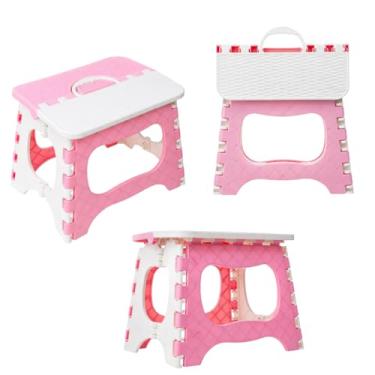 Imagem de Banqueta Dobrável cadeira de pesca leve piquenique cadeira de acampamento dobrável portátil (Rosa)