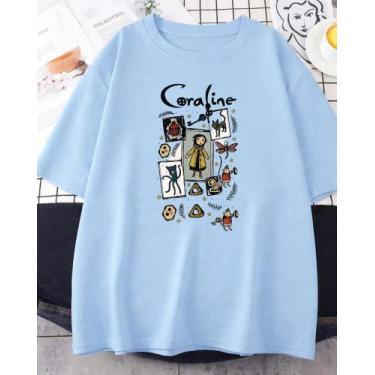 Imagem de Camiseta Coraline Aesthetic Unissex - Sneko Store, Azul claro, BABYLOO