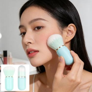 Imagem de Generic Pincel de maquiagem retrátil, pincéis de blush, para bochechas, ferramenta de maquiagem portátil de viagem, com capa para aplicação em movimento, para base líquida, creme de contorno em pó