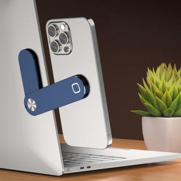 Imagem de Suporte de telefone para laptop, laptop ou monitor de mesa, suporte de telefone com suporte lateral fino e dobrável para smartphone, suporte de expansão para monitor de computador, compatível com