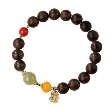 Imagem de Pulseira Brunei Agarwood de 8 mm com miçangas coloridas e charmosas - 