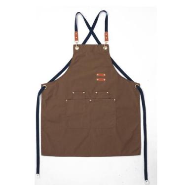 Imagem de Avental de lona de algodão marrom com bolsos para homens e mulheres 76