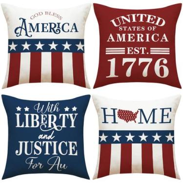 Imagem de Conjunto de fronhas USA Patriotic Freedom Liberty x4 45x45cm - yiweisa