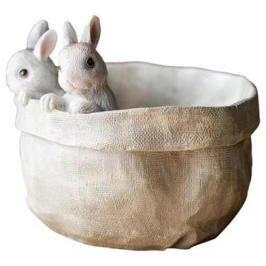 Imagem de Vaso de resina Bunny Rabbit Design 18x9x16cm para plantas - yiweisai