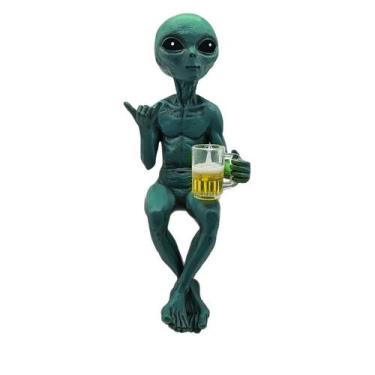 Imagem de Escultura de decoração de jardim Alien Green Resin 17cm - yiweisai