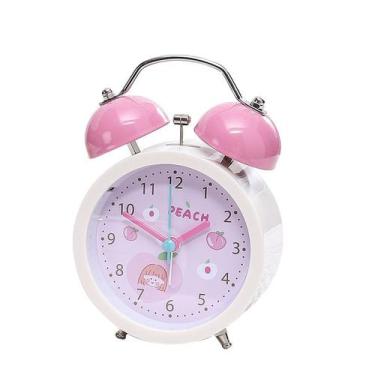 Imagem de Despertador colorido Twin Bell para crianças com design de pêssego - Y