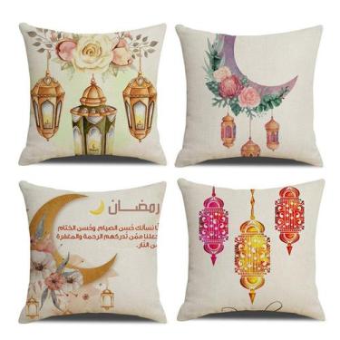 Imagem de Capa de travesseiro Ramadan Crescent Moon and Lantern de linho 45x45cm