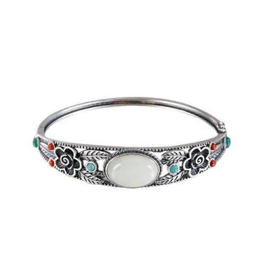 Imagem de Pulseira de prata esterlina 925 para mulheres, punho aberto - Yiweisai