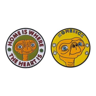 Imagem de Broche com alfinetes redondos com rosto alienígena O lar é onde está o