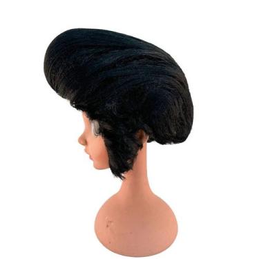 Imagem de Peruca preta Elvis Style Rock Cosplay para homens e crianças - yiweisa