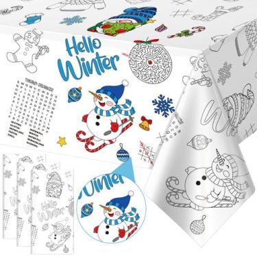 Imagem de Toalha de mesa para colorir, pacote com 3 unidades, inverno, Natal, cr