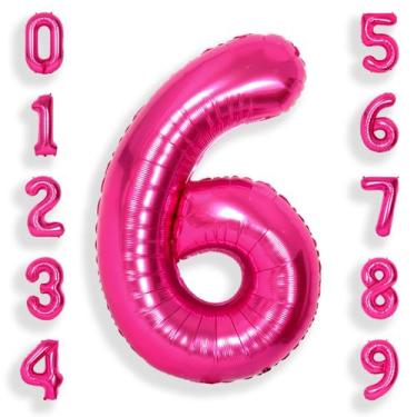 Imagem de Balões Foil Helium Number Festa de 6º Aniversário da SUWEN