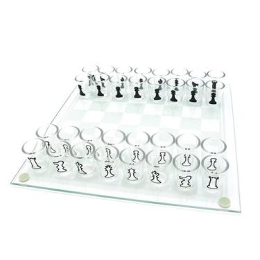 Imagem de Conjunto de xadrez de vidro Snner Chess Board com 32 taças de vinho