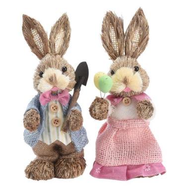 Imagem de Enfeite de coelho MISNODE Bunny Statue, presente de casamento e Páscoa