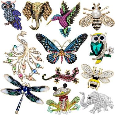 Imagem de Conjunto de broches Junkin, 12 peças femininas, strass, cristal, vinta