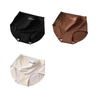 Imagem de Calcinhas De Algodão Sem Costura De Cintura Alta Tamanho Grande 3 Peça