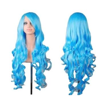 Imagem de Peruca Colorida Para Cosplay Feminino, Cabelo Longo Com Ondas Grandes,