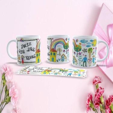 Imagem de Caneca de Porcelana 325ML Mães Estampa 55 Decorada Dia das Mães Branco