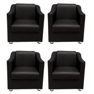 Imagem de Kit 4 Poltronas Sofia Decorativas Para Recepção material sintético Pre