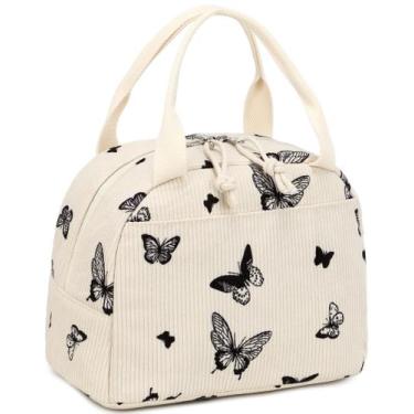 Imagem de Lancheira isolada LEDAOU Lancheira de veludo cotelê beige-borboleta