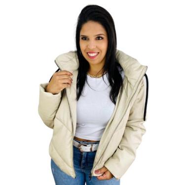 Imagem de Jaqueta Feminina Puffer Couro Facinelli 620259, GG, Bege