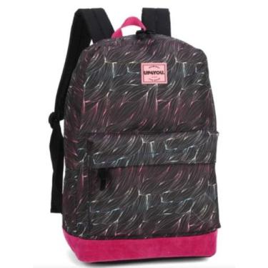 Imagem de Mochila escolar Up4you Gd 1bolso Pt/Rosa-Luxcel
