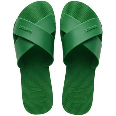 Imagem de Chinelo Rasteira Havaianas Aqua Tiras em X, Verde patria, 33/34