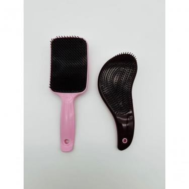 Imagem de Kit de Escovas Desembaraçantes para Cabelo com 2 Peças Raquete e Anatômica Rosa Pink Jac Pack