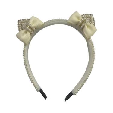 Imagem de Tiara Elegante Com Orelhas De Gato, Pérolas E Strass Para Mulheres E M