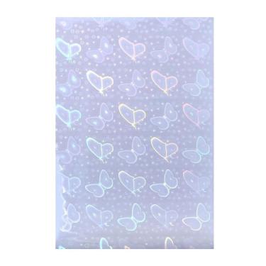 Imagem de Papel Adesivo Holografico Vinil Motivate Borboletas A4 Pacote 50 Folhas Impermeavel Transparente