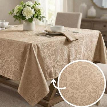 Imagem de Toalha de mesa Jacquard 6 Lugares 2,00m x 1,40m Decoração Cozinha Forr