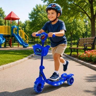 Imagem de Patinete MotorKid Infantil 3 Rodas e Luz LED - Azul