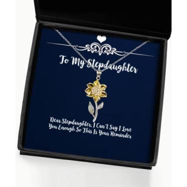 Imagem de SpreadPassion Presentes legais para madrinha, Dear Stepdaughter, I Can't Say I Love You, colar com pingente de girassol de Natal inspirador para filha
