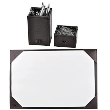 Imagem de Kit Organizador de Mesa TETRIS em Couro (Marrom Café)